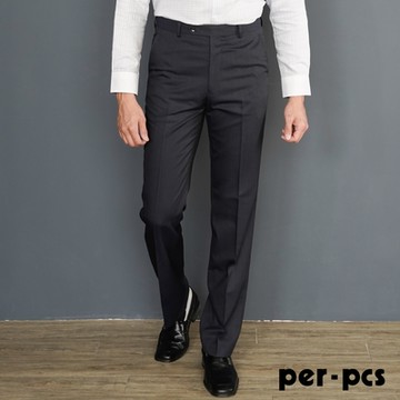 per-pcs 商務美學直條織紋平面西褲_黑(718107)