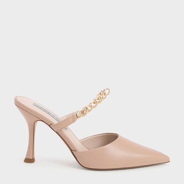 鍊條尖頭高跟鞋