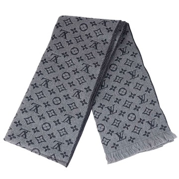 LV M70932 灰色 Monogram 老花繡花100%羊毛圍巾