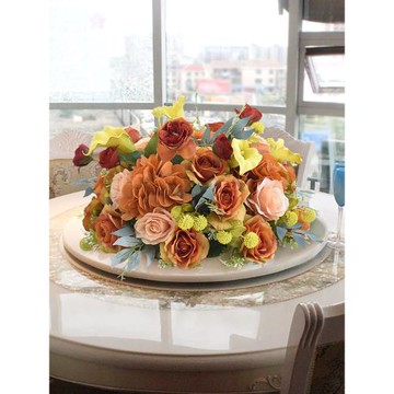 新款圓形桌面花藝酒店餐廳擺件婚禮桌花迎賓區會議簽到臺裝飾布置