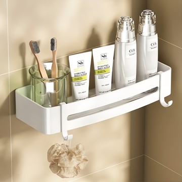 包覆四方籃 太空鋁材質 無痕貼片固定  32 x 12.5 x 4.5cm  白色  1個