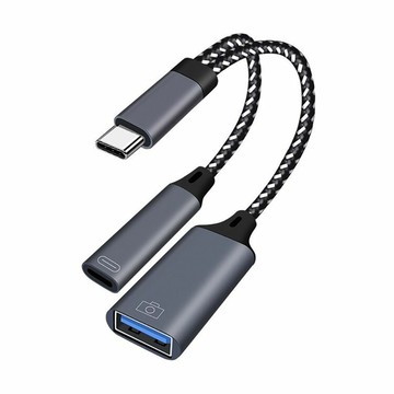 USB Type-C 二合一 OTG 轉接線(傳輸+充電) USB母轉Type-C公 傳輸 可連隨身碟 筆電平板手機 可充電