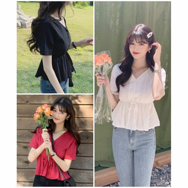 ブラウス シャツ ショート丈 レディース 刺繍 レース フリル Vネック トップス 半袖 ホワイト ブラックレッド 白 黒 赤 通販 Lineポイント最大1 0 Get Lineショッピング