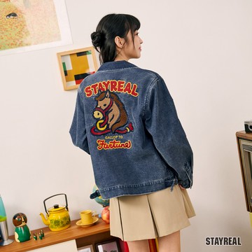 STAYREAL 好運馬上來燈芯絨夾克 - 藍灰