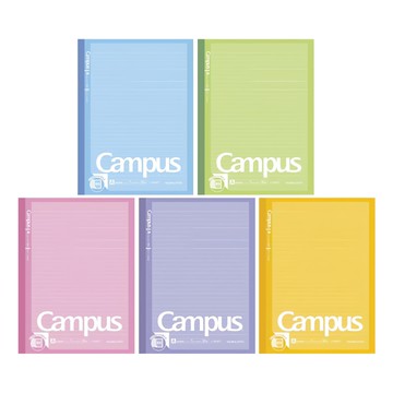 KOKUYO 國譽 Campus 講義專用點線筆記本A罫  單色  30張  5本  藍色 + 綠色 + 粉色 + 紫色 + 黃色