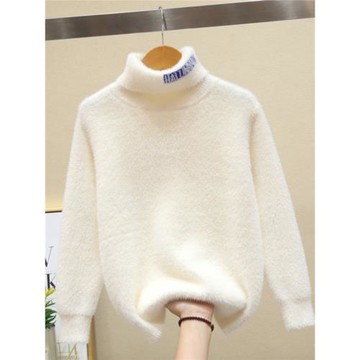 男童毛衣秋冬款新款兒童冬季白色加厚水貂絨男孩女孩女童保暖上衣