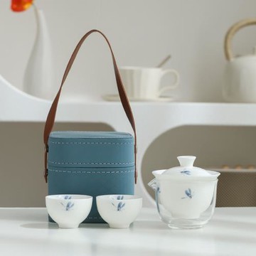 羊脂玉白瓷旅行茶具快客杯一壺二杯便攜式商務戶外功夫茶具印logo