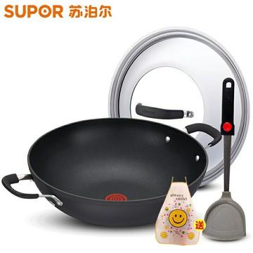 蘇泊爾炒鍋 火紅點無油煙不粘鍋36cm雙耳大容量炒菜鍋燃氣適用