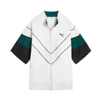 立領短袖外套 Retro Football Style Jacket 男款 白 綠 黑 抗撕裂 亞規 寬版 634276-05