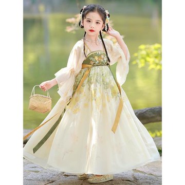 女童漢服2026新款夏季唐朝公主古裝連衣裙兒童古風超仙改良襦裙夏