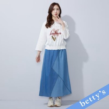 betty’s貝蒂思　後腰鬆緊牛仔長裙(淺藍)