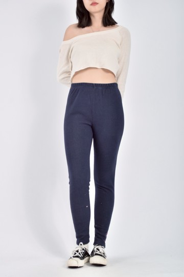 加購優惠(S) yak jak高腰質感鬆緊腰內刷毛藍色長褲