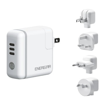 ENERGEAR 安杰爾 3孔Type-C Gan氮化鎵 100W PD快充器 旅行多國轉接頭組 原廠保固  1組  白色