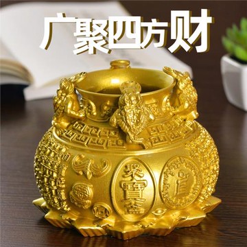 銅雨寶陀羅尼金蟾聚寶盆擺件聚黃財神爺招存錢財罐店鋪開業禮品