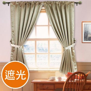 cottonfield 《蔓妮》素色壓花穿掛二用遮光窗簾(金色)(270x165cm)