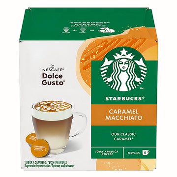 STARBUCKS 星巴克 NESCAFE 雀巢咖啡 Dolce Gusto 多趣酷思 焦糖瑪奇朵咖啡膠囊 咖啡膠囊5.5g 6顆 + 牛奶膠囊15.8g 6顆  1盒  21.3g  12顆