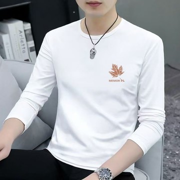 新品【秋冬】純色T恤男長袖圓領打底衫T恤男生潮牌2026春裝新款韓版白T恤衫薄款上衣