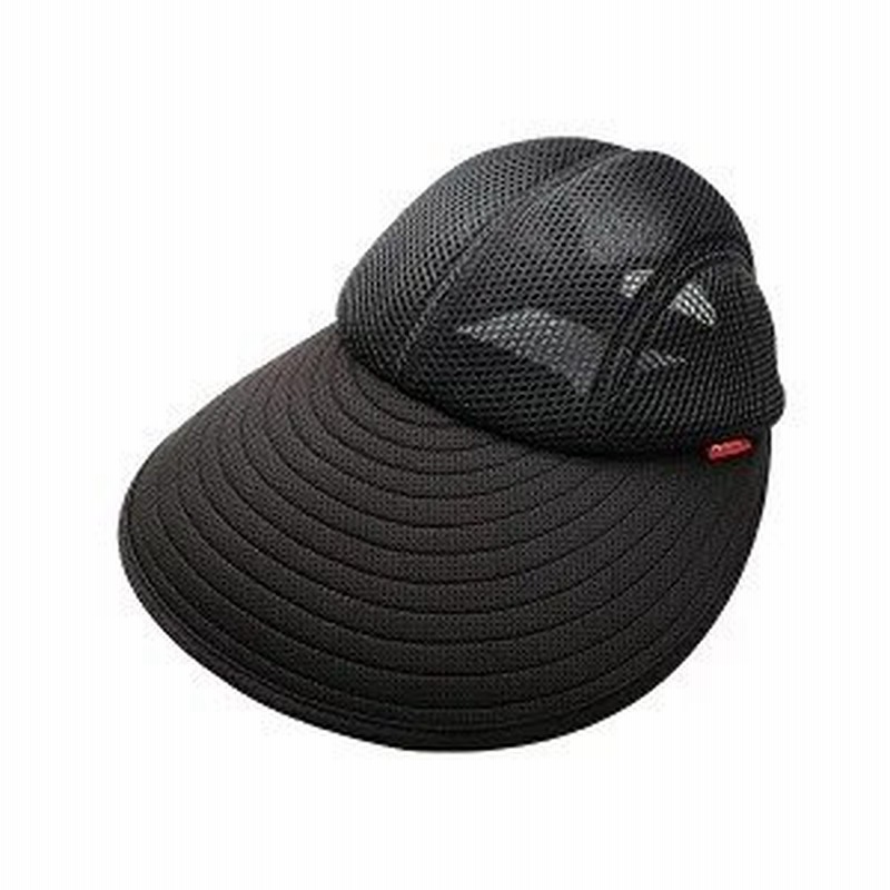 通気性のよいウォーキングキャップ ブラック 帽子 つば広 UV 紫外線