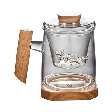 現貨+預購 玻璃杯茶杯-浮雕鑲錫耐熱橡木把水杯2款74aj8【獨家進口】【米蘭精品】