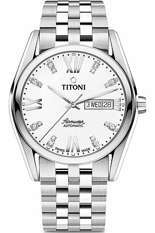 TITONI 梅花錶 空中霸王系列 機械腕錶(93709S-385)-41mm-白面鋼帶【刷卡回饋 分期0利率】【APP下單點數13倍送】