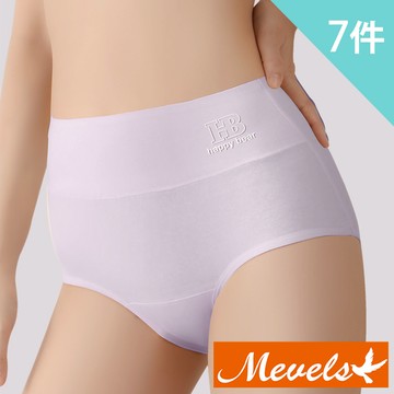 Mevels瑪薇絲-7件組 清新收腹棉質中高腰內褲/棉質內褲/女內褲(L/XL/XXL)