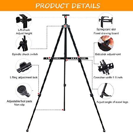 ポータブルイーゼルスタンド 多機能ポータブルイーゼル ディスプレイ用 折りたたみ式メタルアートイーゼルスタンド 高さ調節可能 テーブルトップイーゼル スケッ