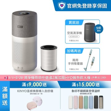 ★買大送小+三年份濾網+兩用吸塵器★飛利浦抗敏奈米級空氣清淨機(AC3033/86)-適用22坪