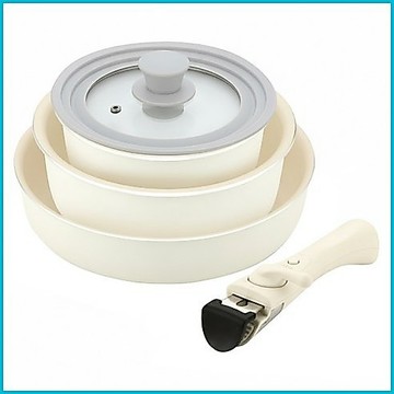 QUEEN SENSE Dore 電磁爐適用 鍋具五件組 米白色 18cm+20cm+24cm