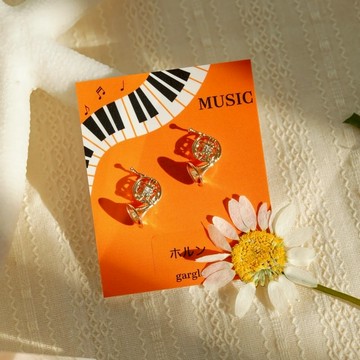 ｜OSEWAYA｜迷你樂器耳環 喇叭 小號 薩克斯風 音樂 旋律 日本飾品