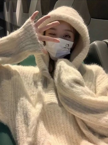 毛衣衫溫柔軟糯連帽女韓系寬松慵懶風高級感時尚百搭春秋新款
