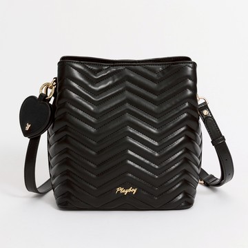 PLAYBOY - 水桶包附長短背帶 Femme系列 - 黑色