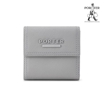 PORTER INTERNATIONAL- 堅毅自信AVENUE真皮三折零錢短夾 - 灰