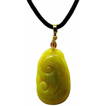 金黃翡金如意 天然A貨翡翠玉石吊墜子項鍊H22