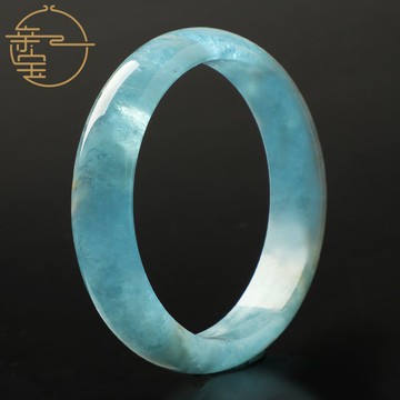 天然海藍寶手鐲女款 掌柜放漏反季福利海藍寶鐲子女 送證書