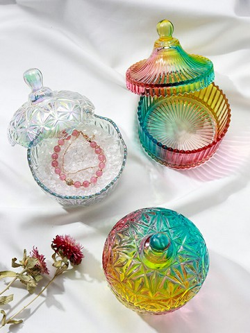 天然白水晶消磁石玻璃碗飾品凈化器皿粉晶碎石首飾收納盒糖果盅