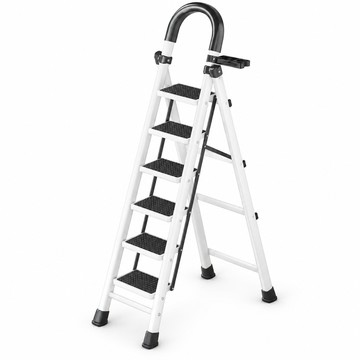 A字/人字工作梯 【玖月奇跡】碳鋼人字梯 折疊人字梯 防滑梯子 多功能樓梯 樓梯 白色6步梯30cm加寬踏板 人字梯