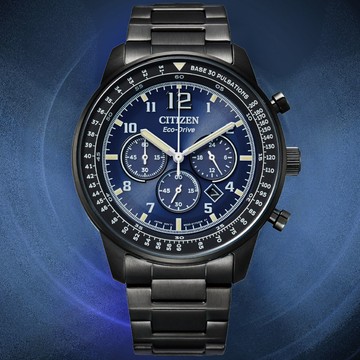 CITIZEN星辰 Chronograph系列 光動能三眼計時腕錶 44mm/CA4505-80M