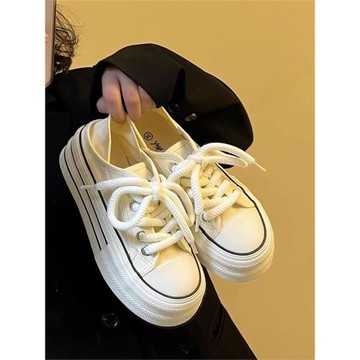 韓國2025新款戶外兩穿厚底增高帆布鞋女夏季透氣百搭學生休閑板鞋