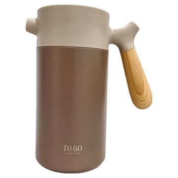 FORUOR 森沐 真空保溫壺 FU TOGO 雙層真空隔熱 #316不銹鋼內膽 木紋手把  咖啡色  1個  1.4L