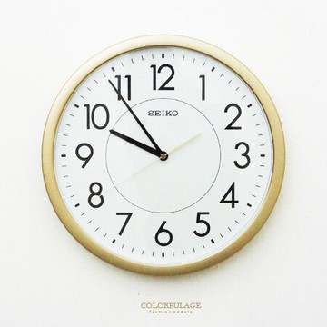SEIKO精工掛鐘 時尚金色外框時鐘 面板夜光功能 滑動式秒針 柒彩年代【NG1726】原廠公司貨