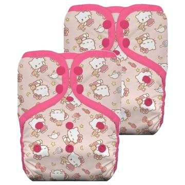THiRSTiES 有機棉壓扣成長型口袋式布尿布 SANRIO聯名款 XL 18-27 kg  Hello Kitty 好眠寶寶 粉色  2件