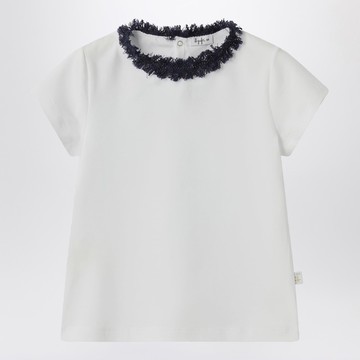 White T-shirt with frayed neckline