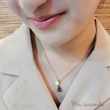 【焦糖小姐 Ms caramelo】紫色水滴 鋯石項鍊