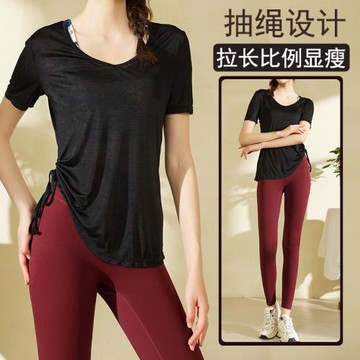 瑜伽服女上衣2025新款短袖罩衫健身寬松跑步專業速干運動夏季薄款
