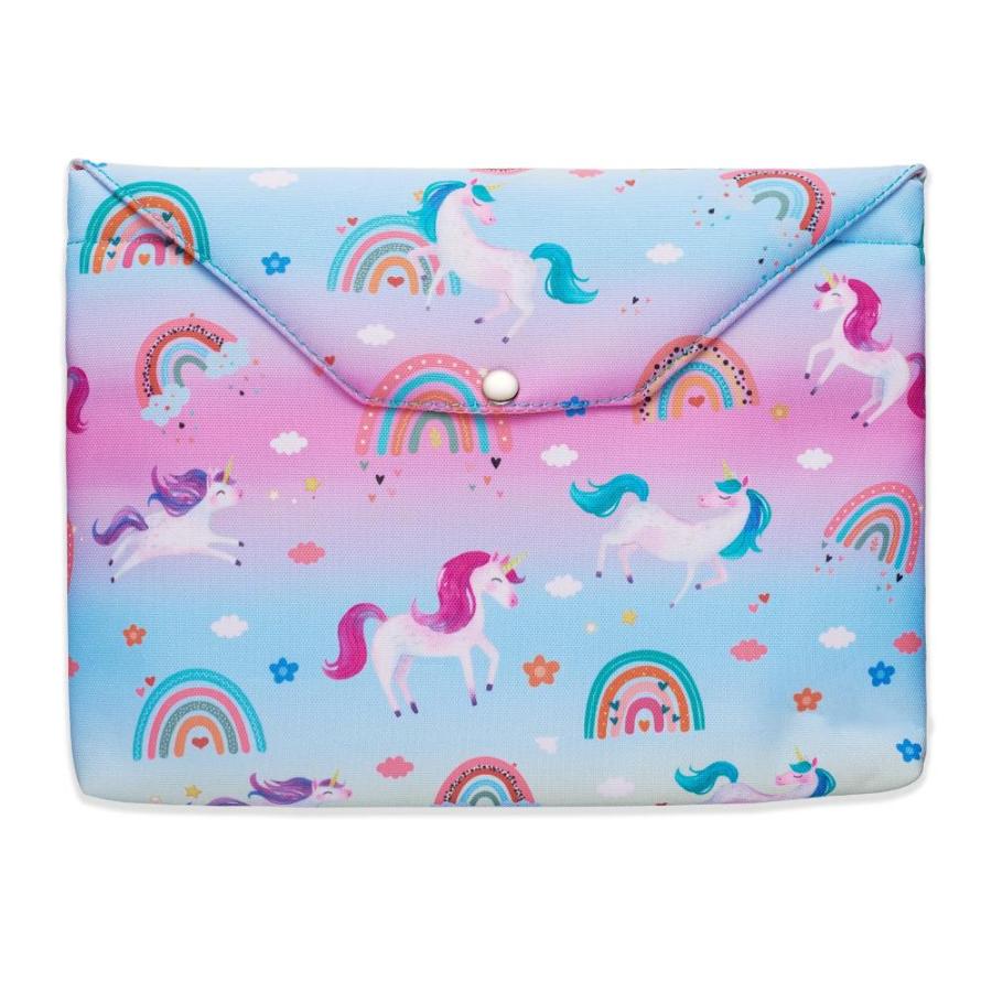 Unicorn Rainbow Book Sleeve with Zipper and Back Pocket, Book Covers for Pa