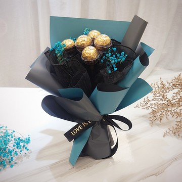 【KIRA與花花藝】FOREVER金莎花束/五顆/深藍/乾燥花花束/情人節花束/畢業花束/生日禮物/情人節禮物