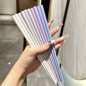 🔥嘉儀出貨🔥新款漸變合金筷子家用防黴防滑高顏值一人一筷家庭分餐餐具熱賣款式
