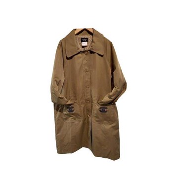 【二手精品 9.9成新】CHANEL香奈兒卡其色風衣外套(剪水洗標) 編號S67