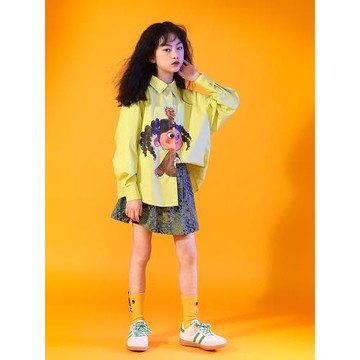 女童襯衫長袖2025秋裝新款中大童兒童洋氣卡通印花襯衣秋季上衣