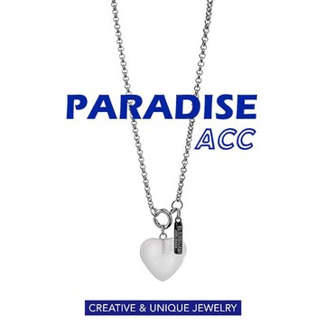 PARADISE 透明愛心項鍊 簡約復古 桃心吊墜